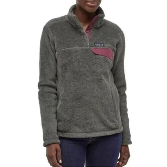 Patagonia Re-Tool Snap-T Pullover Polartec Fleece Gray Magenta Women's XSmall - Picture 1 of 16